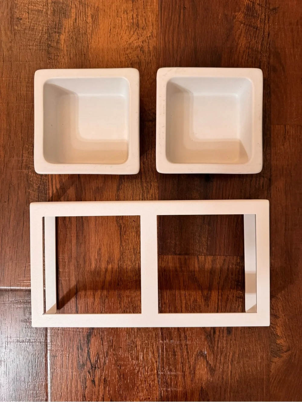 YAMAZAKI Dog/Cat Pet Food Bowl - Steel + Ceramic White